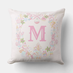 Pastel Zoete Kersttraktaties Monogram Wapen  Kussen