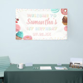 Pastel Zoete Snoep Lollypop Cupcake Donut Verjaard Spandoek (Beurs)