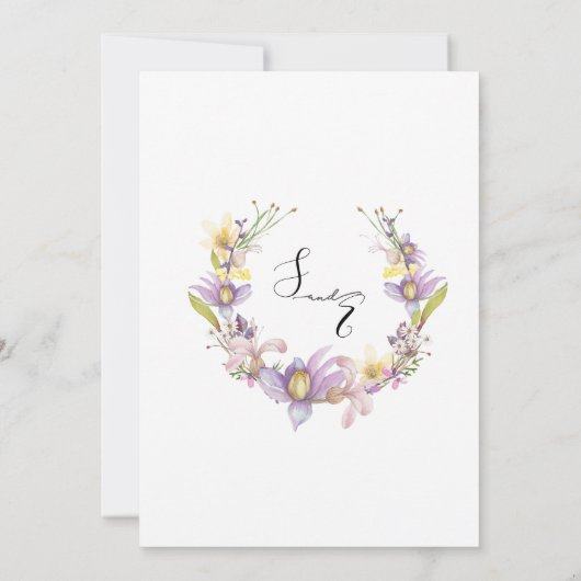 Pastel zomer bloemenbruiloft kaart (Achterkant)