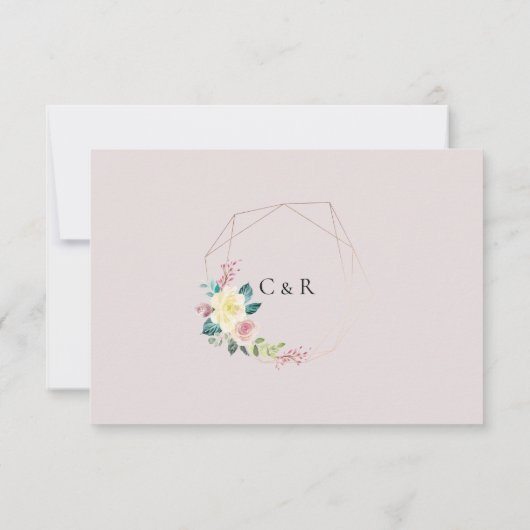Pastel zomer bloemenbruiloft receptie kaart (Achterkant)