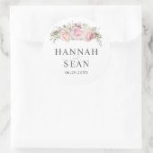 Pastel Zomer Rozen Trouwgunst Ronde Sticker (Tas)