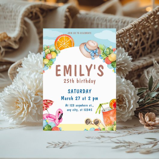 Pastel Zomer Verjaardagsfeestje Kaart