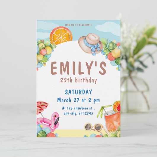 Pastel Zomer Verjaardagsfeestje Kaart (Staand voorkant)