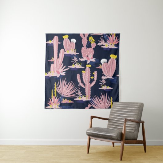Pastel  zomercactus zonder naadloze patroon op dd wandkleed (In situ)