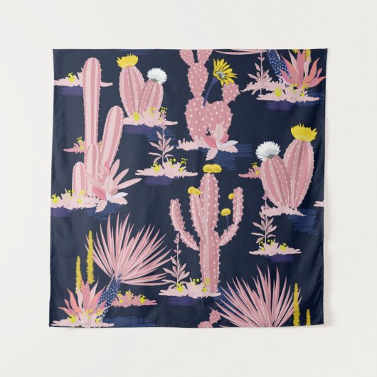 Pastel  zomercactus zonder naadloze patroon op dd wandkleed (Voorkant)