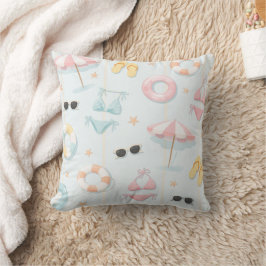 Pastel zomerse strandaccessoires patroon kussen