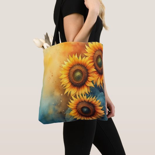 Pastel Zonnebloem Canvas tas (Dichtbij)