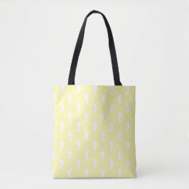 PASTEL ZONNEGEEL MET KLEINE WITTE BABY VOETEN TOTE BAG