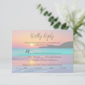 Pastel Zonsondergang Bestemming Strand RSVP Kaartje (Staand voorkant)