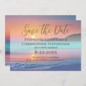 Pastel Zonsondergang Bestemming Strand Save the Da Kaart (Voorkant / Achterkant)