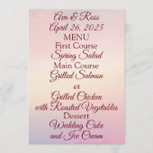 Pastel Zonsondergang Bruiloft Menu (Voorkant)