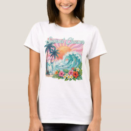 PASTEL ZONSONDERGANG JAGER GOLVEN EN BLOEMEN T-SHIRT