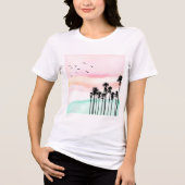 Pastel zonsondergang met palmbomen - rustig tropis Tri-Blend shirt (Voorkant)