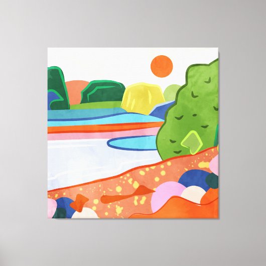 Pastel zonsondergang over de vallei canvas afdruk (Voorkant)