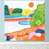Pastel zonsondergang over de vallei canvas afdruk (Insitu (Houten vloer))