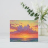 Pastel Zonsondergang Strand - Schilderachtig Zeela Briefkaart (Staand voorkant)
