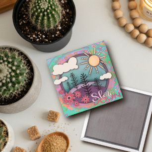 pastel zonsondergang vertraagt offerte-inspirativ magneet