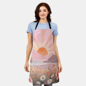 Pastel Zonsondergang Wilde Bloemenweide Schort (Gedragen)