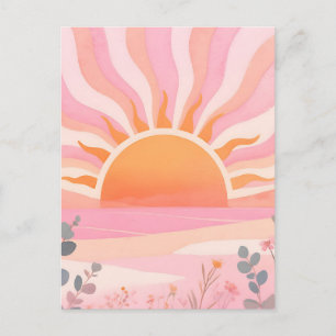 Pastel zonsopgang Boho weide Briefkaart
