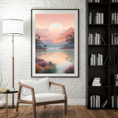 Pastel zonsopgang over rustige wateren poster