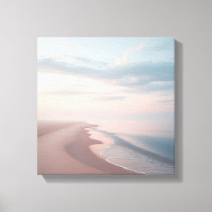 Pastel zonsopgang strand canvas, Serene ochtend oc Canvas Afdruk