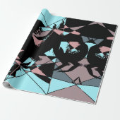 Pastel zwart blauw roze grijs abstract cadeaupapier (Uitgerold)