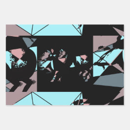 Pastel zwart blauw roze grijs abstract  inpakpapier vel