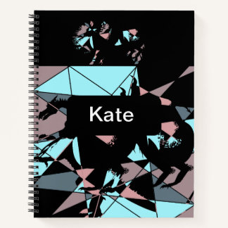 Pastel zwart blauw roze grijs abstract notitieboek
