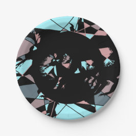 Pastel zwart blauw roze grijs abstract papieren bordje