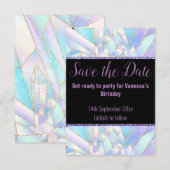 PASTEL ZWARTE KRISTAL SAVE THE DATE RSVP KAARTJE (Voorkant / Achterkant)