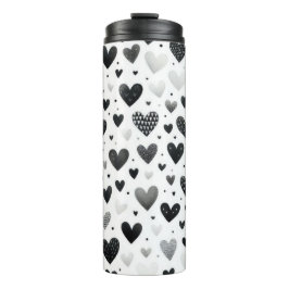 PASTEL ZWARTE WATERVERF LIEFDE VALENTIJN HARTEN THERMOSBEKER