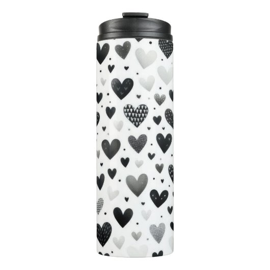 PASTEL ZWARTE WATERVERF LIEFDE VALENTIJN HARTEN THERMOSBEKER (Voorkant)