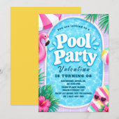 Pastel zwembadfeest uitnodiging (Voorkant / Achterkant)