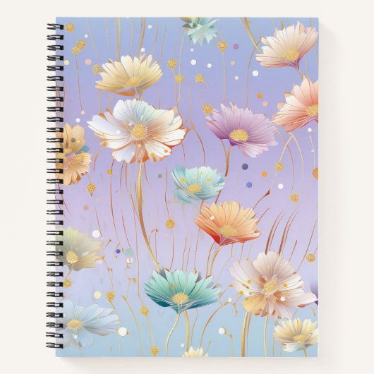  PASTEL ZWEVENDE WILLEKEURIGE BLOEMEN NOTITIEBOEK (Voorkant)