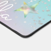 Pastel-zwirl-holografische sterren en lint-schatti bureaumat (Hoek)