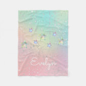 Pastel-zwirl-holografische sterren en lint-schatti fleece deken (Voorkant)