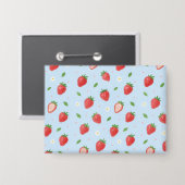 Pastelaardbeien dromen naadloos patroon button (Voorkant / Achterkant)