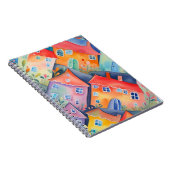 Pastelachtige kleine huizen in zachte kleur, rustg notitieboek (Rechterzijde)