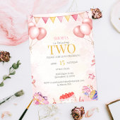 Pastelballon 2e verjaardag uitnodiging