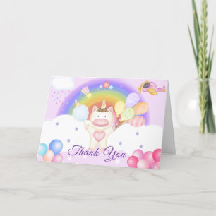 Pastelballon Eenhoorn Regenboog Baby shower Bedankkaart