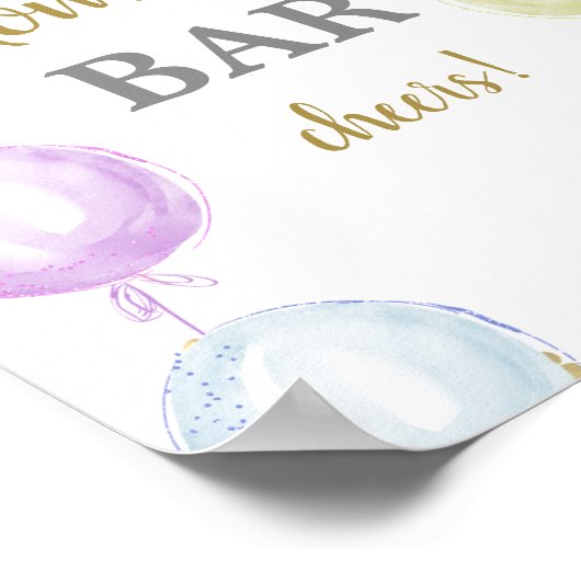 Pastelballonnen Baby shower Momosa Bar Poster (Hoek)
