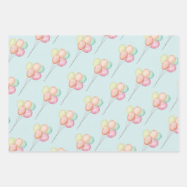 Pastelballonnen blauw Baby shower Inpakpapier Vel