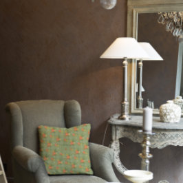 Pastelbeige groene munt bloemmotief monogram kussen