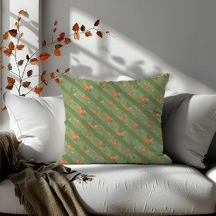 Pastelbeige mint bloemendiagonaal strepenpatroon kussen