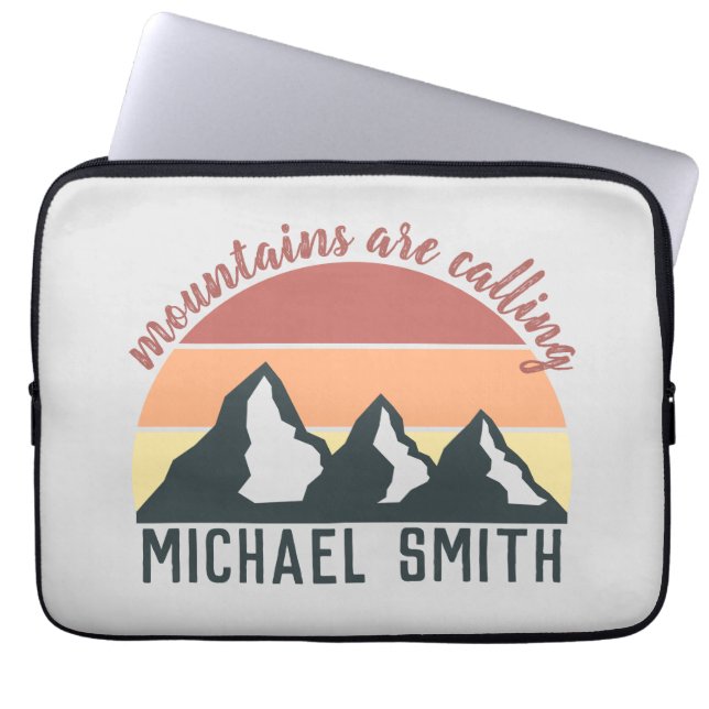  pastelbergen noemen monogram grijs laptop sleeve (Voorkant)