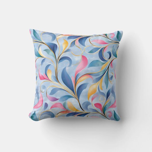 Pastelblad Floral Scroll Pattern Kussen (Voorkant)