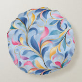 Pastelblad Floral Scroll Pattern Rond Kussen (Achterkant)