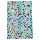 Pastelbladeren Blauw Medium Cadeauzakje (Voorkant)