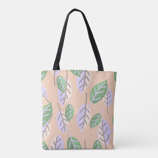 pastelbladeren canvas tas (Achterkant)