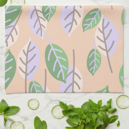pastelbladeren keukenhanddoek (Gevouwen)